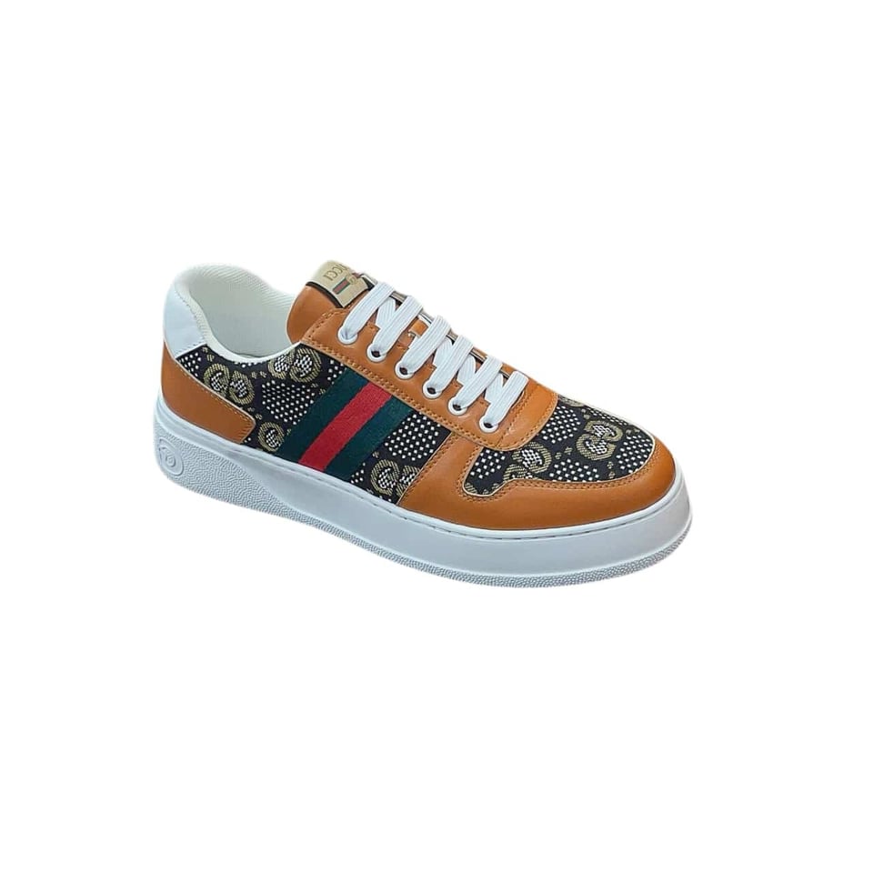 Gucci Screener Gg High Top Sneaker Leather With Orange view 2