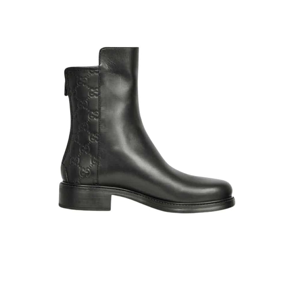 Gucci Leather Ankle Boots Black view 2
