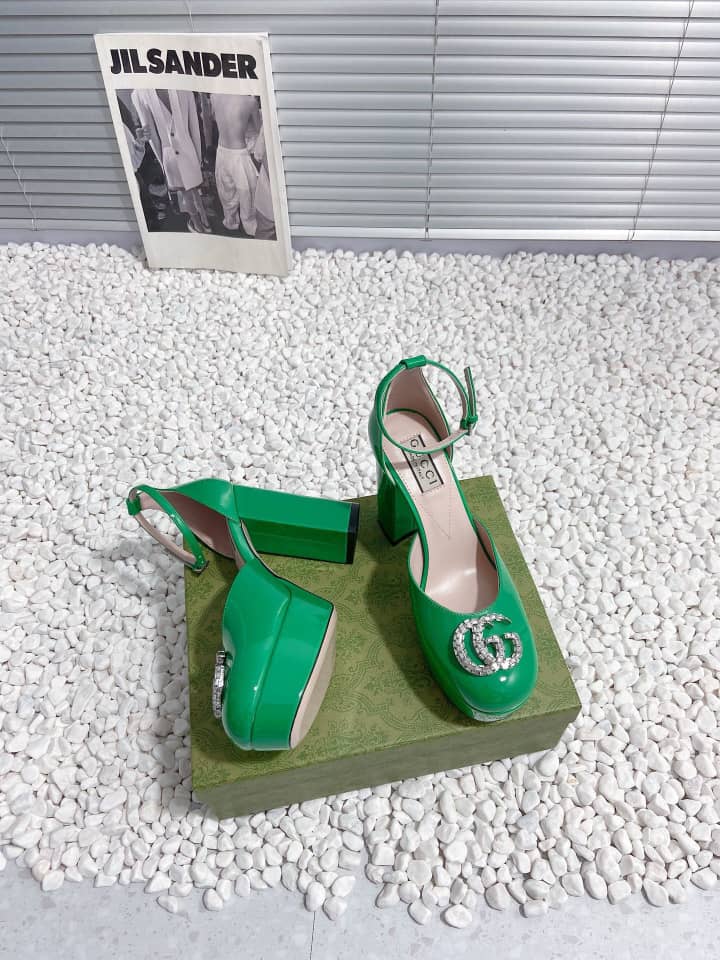 Gucci Women’S Platform Pump With Green Double G ?762386 Bnc00 3727 view 5