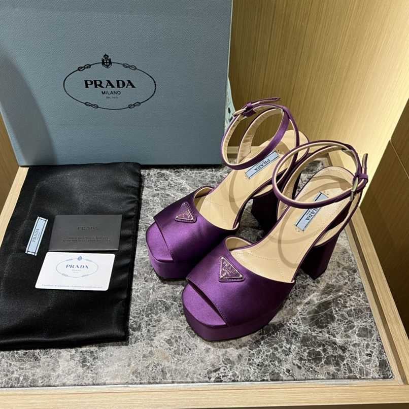 Prada High-Heeled Satin Sandals Violet 1Xp48B049F0030F135 view 6