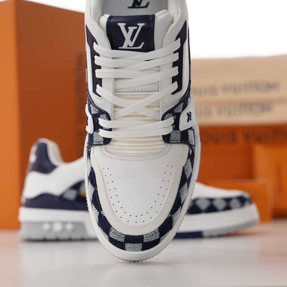 Louis Vuitton LV Trainer Sneaker Damier Denim Blue for Men 1AIKQ9 view 17