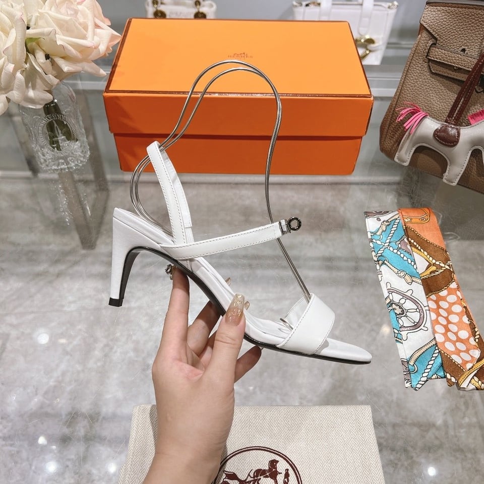 Hermes Glamour 75 Sandal White view 6
