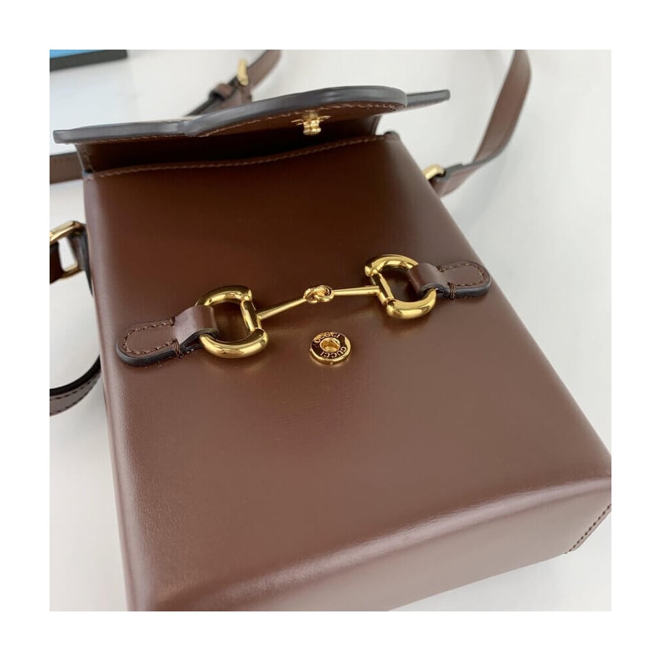 Gucci Horsebit 1955 Mini Bag in Brown Leather view 9