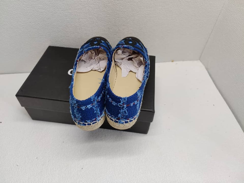 Chanel Espadrilles Cotton Tweed And Grosgrain Blue G29762 Y56424 K5509 view 7