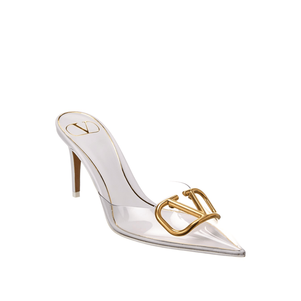 Valentino Vlogo 80 Vinyl Leather Mule In White view 2