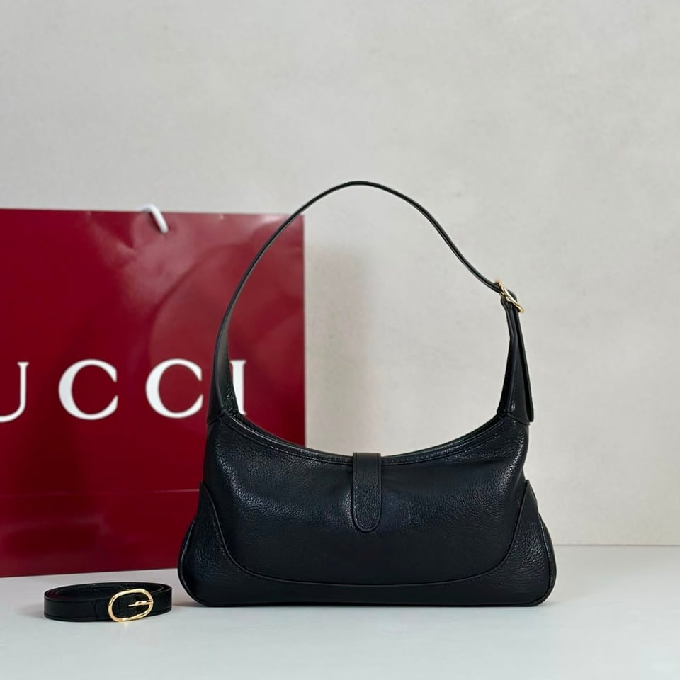 Gucci Jackie Slim Medium Shoulder Bag 28cm/11in Black Leather ‎863137 view 5