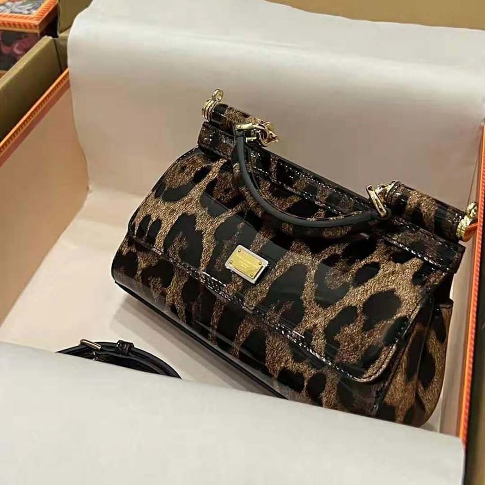 Dolce &amp; Gabbana Leopard-Print Sicily Top Handle Bag 20cm view 6