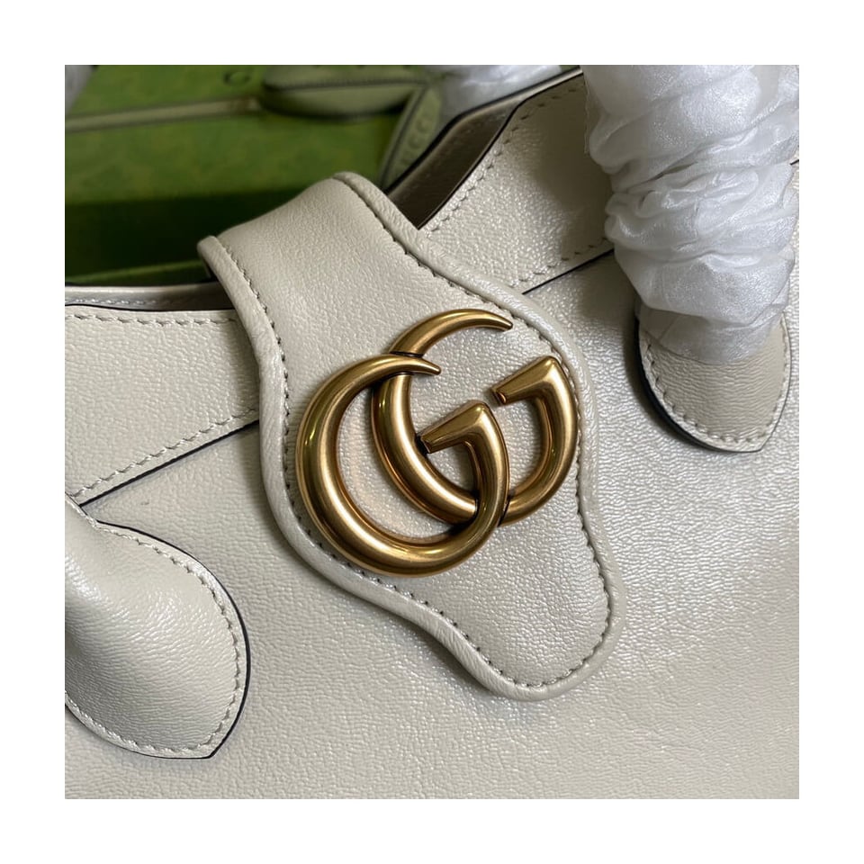 Gucci Small Top Handle Bag with Double G in White Leather view 5