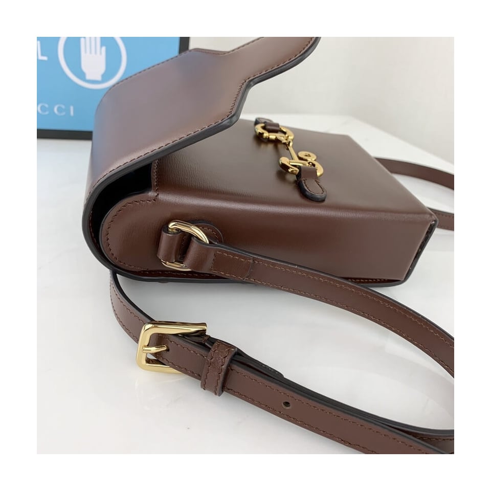 Gucci Horsebit 1955 Mini Bag in Brown Leather view 10