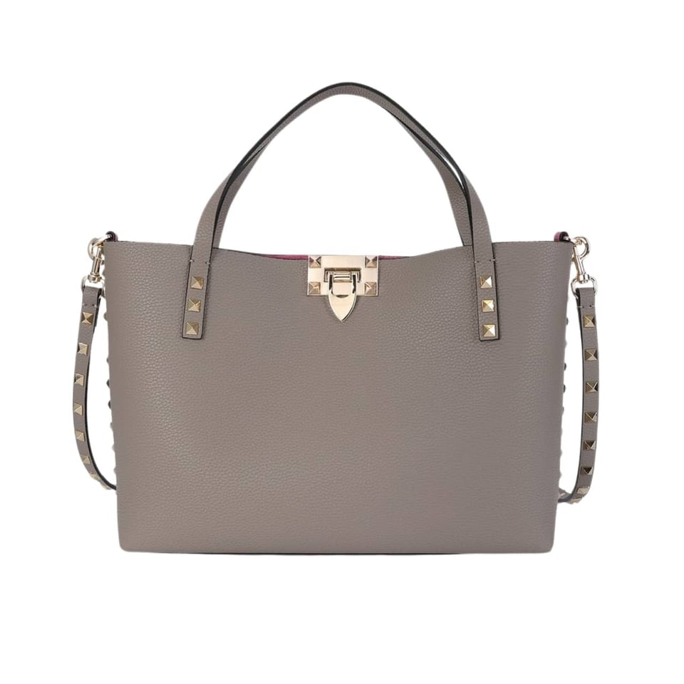 Valentino Garavani Rockstud Small Tote Bag Grey 28Cm view 2