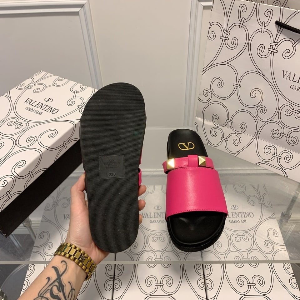 Valentino Rockstud Pink Slide Sandals view 10