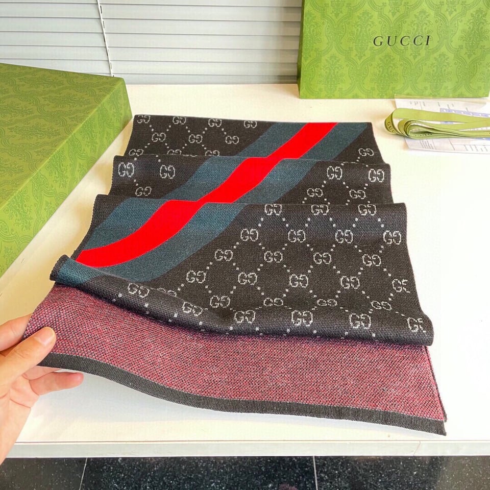 Gucci Cashmere Scarf Stripe Black For Women 190cm view 4