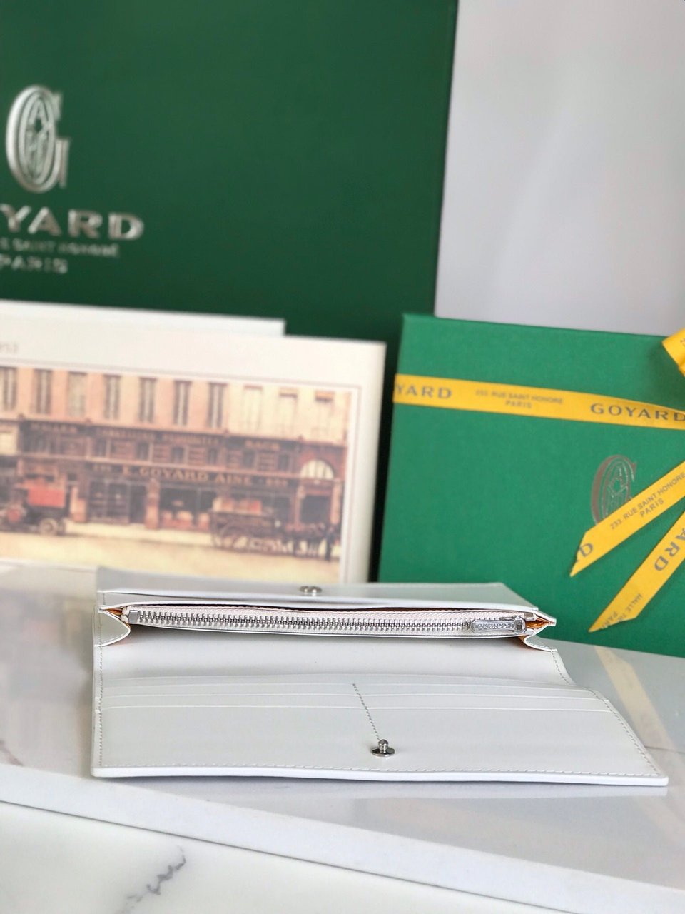 Goyard Richelieu Wallet 19 Cm White Goyardine Canvas view 9