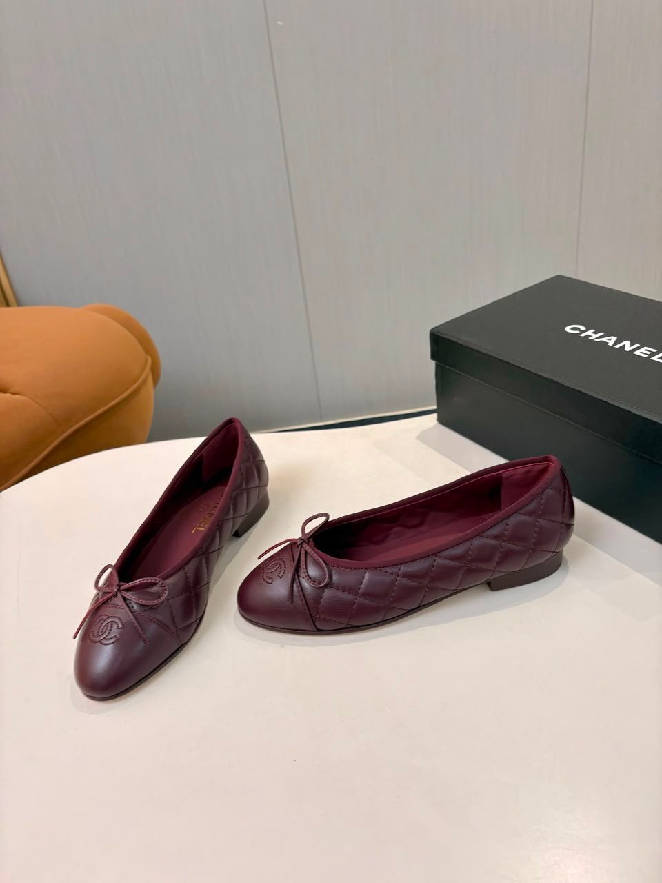 Chanel Quilted Classic Ballerina Flats Quilted Lambskin Burgundy G02819 view 3