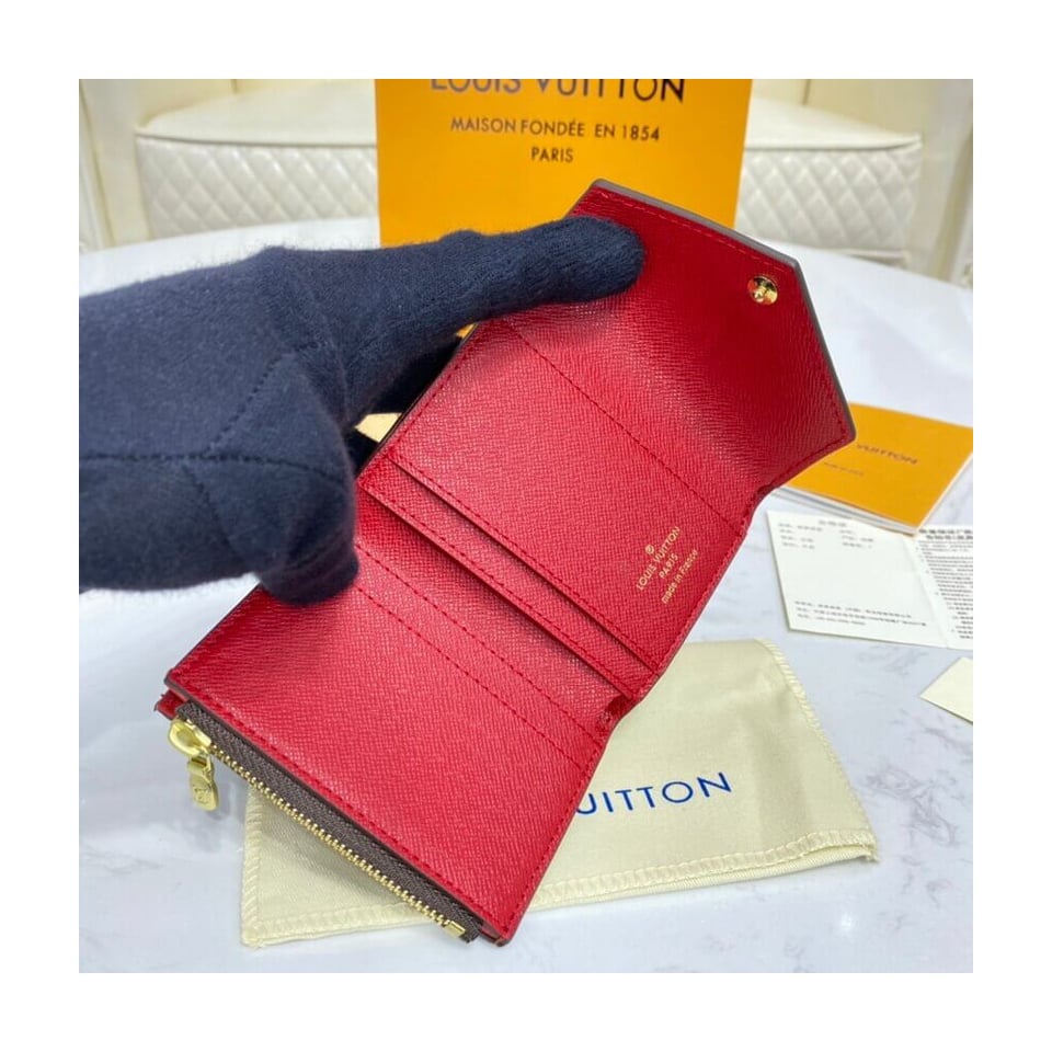 Louis Vuitton Damier Ebene Zoe Wallet Red view 9
