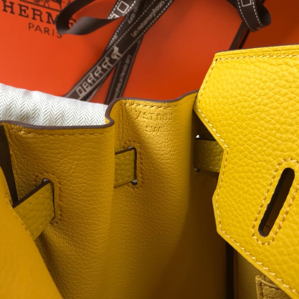 Hermes Birkin Amber Yellow Togo Leather Gold Hardware view 3
