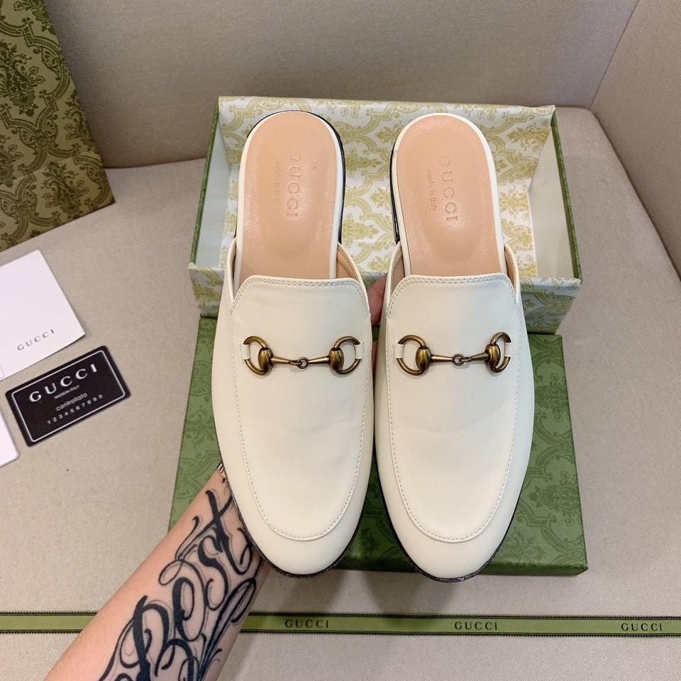 Gucci Princetown Leather Slipper White view 3