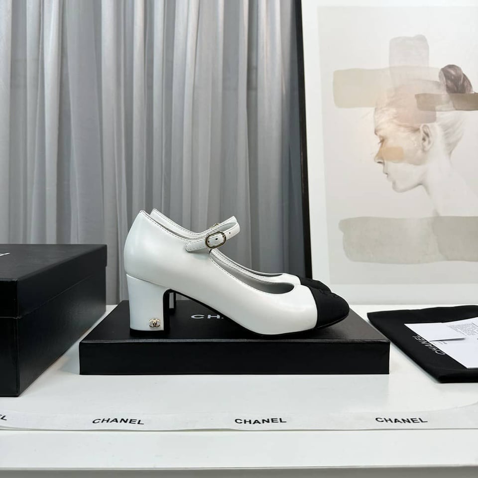 Chanel Mary Janes White G45118 view 4