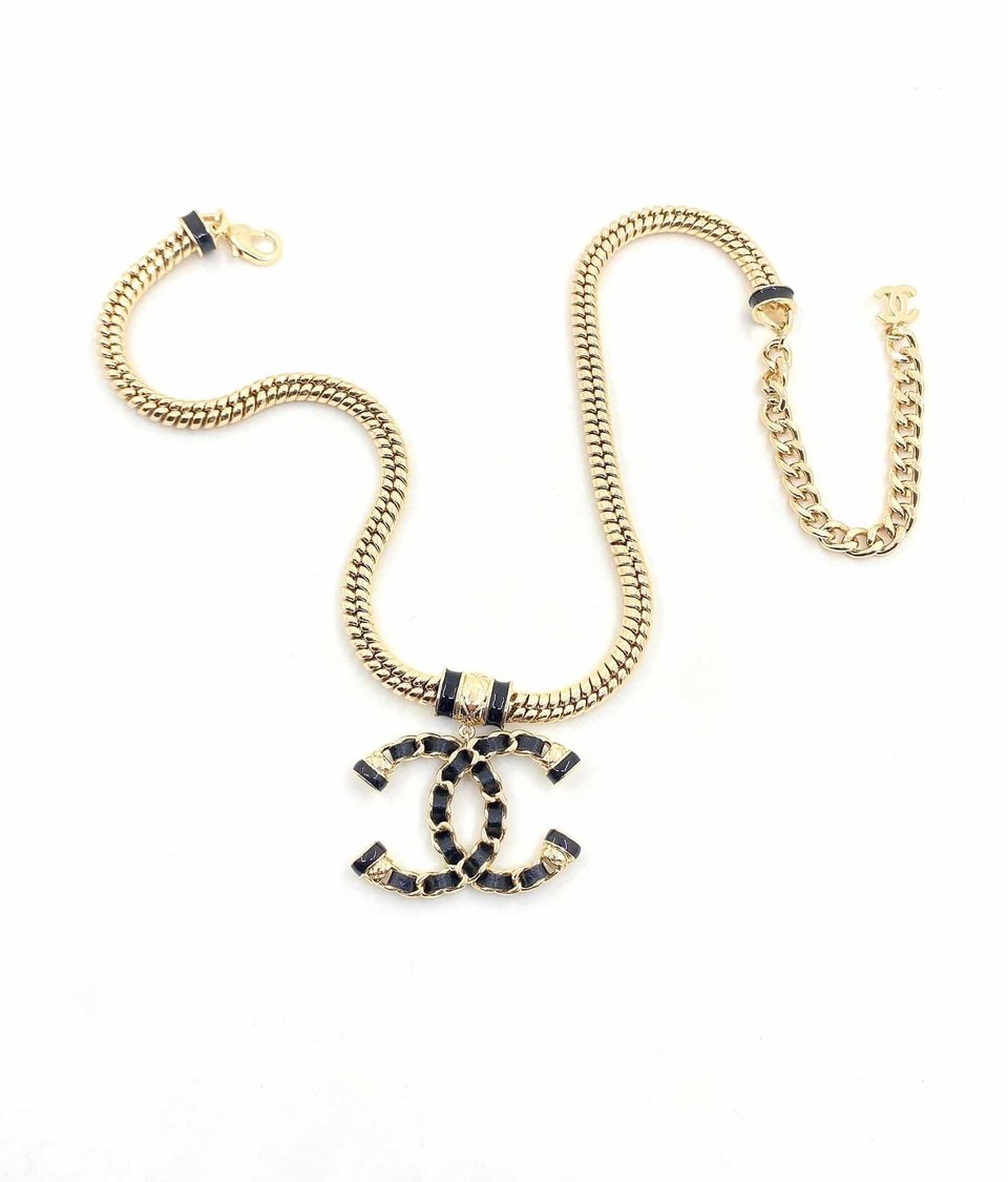 Chanel Women’S And Gold Metal Cc Necklace view 4