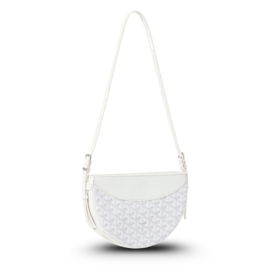 Goyard Hirondelle Bag 25 Cm White Lambskin And Goyardine Canvas view 2