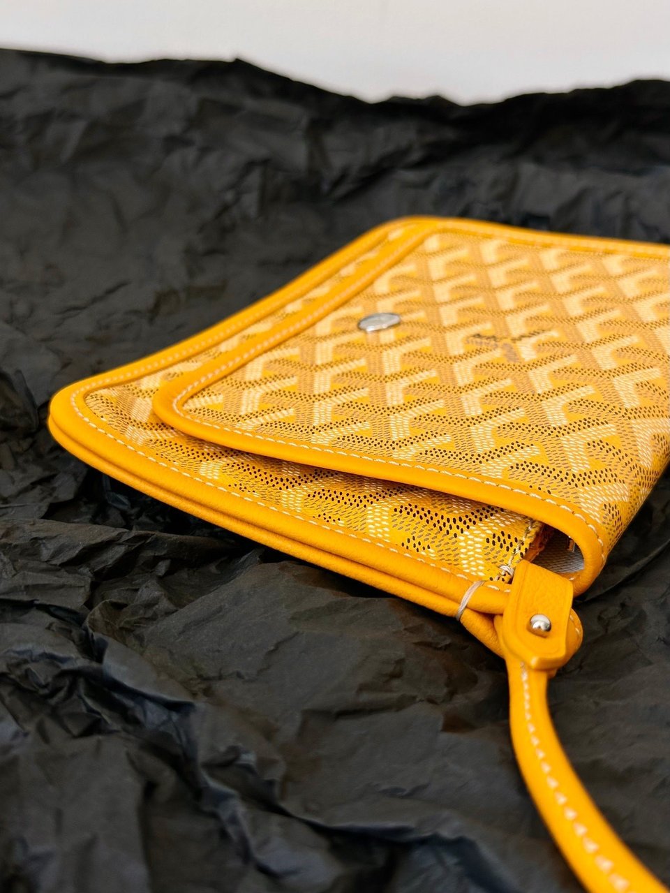 Goyard Plumet Pocket Wallet 20cm Yellow Goyardine Canvas And Lambskin Trim view 5