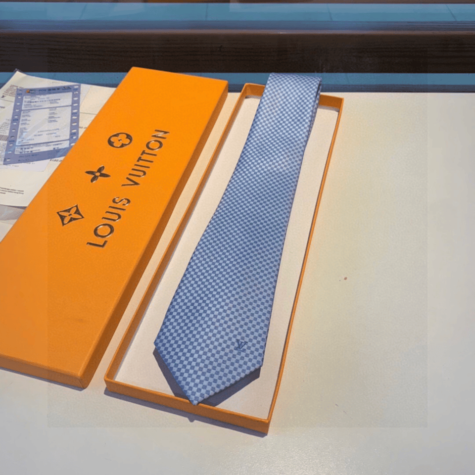 Louis Vuitton Blue Geometric Woven Canvas Tie For Men view 7
