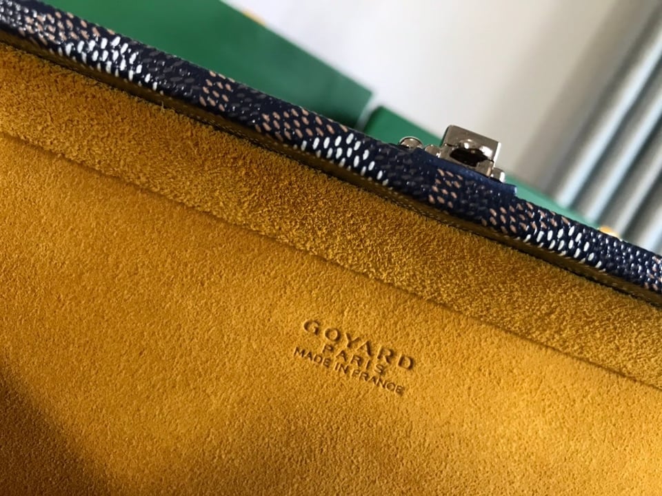 Goyard Grand Hôtel Trunk Bag 24.5cm Navy Blue Goyardine Canvas And Calfskin view 6