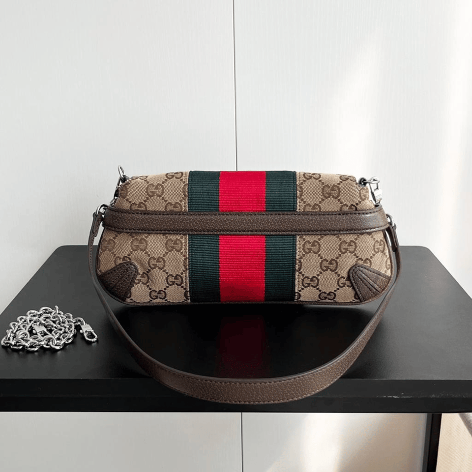 Gucci Horsebit Chain Small Shoulder Bag Beige Blue 27cm/10.6in view 5