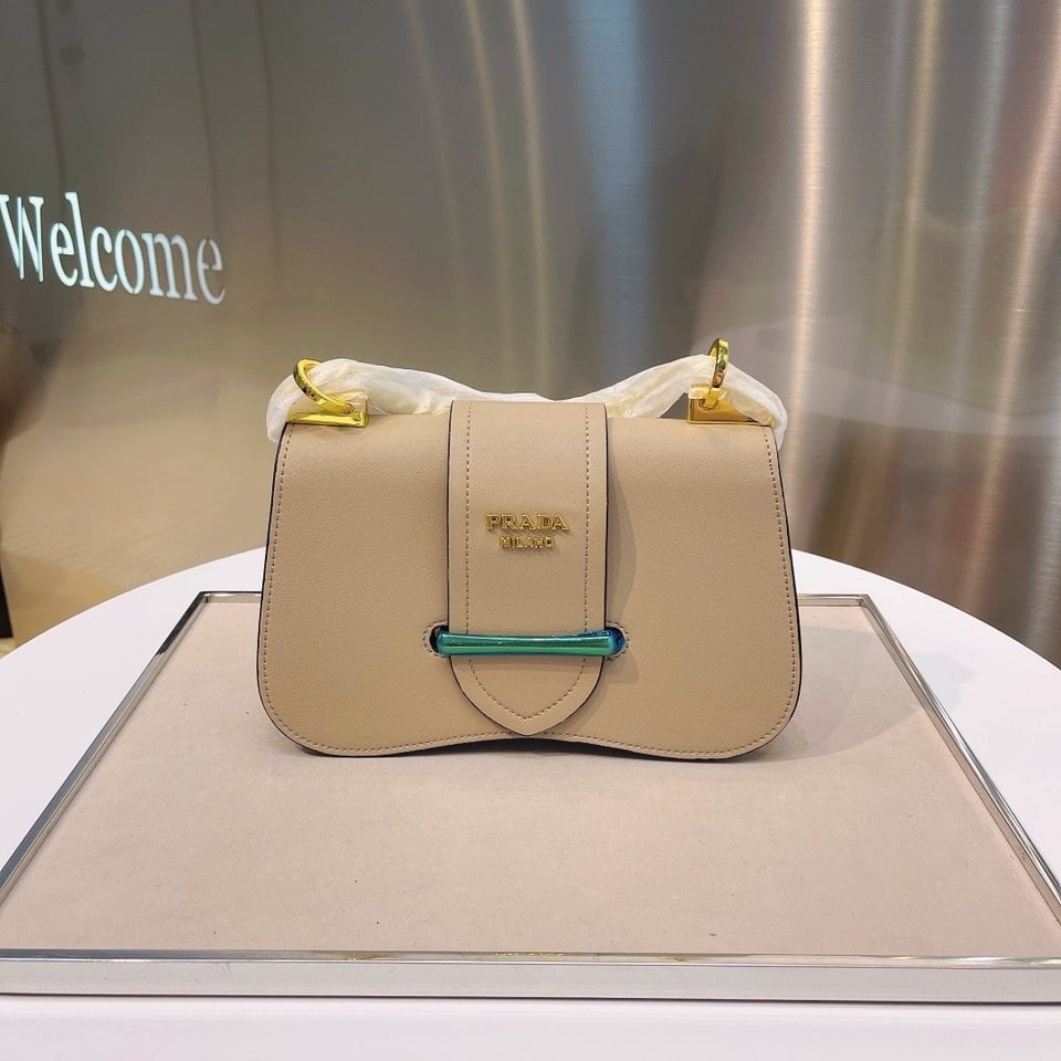 Prada Sidonie Leather Shoulder Bag In Neutral 24Cm view 7