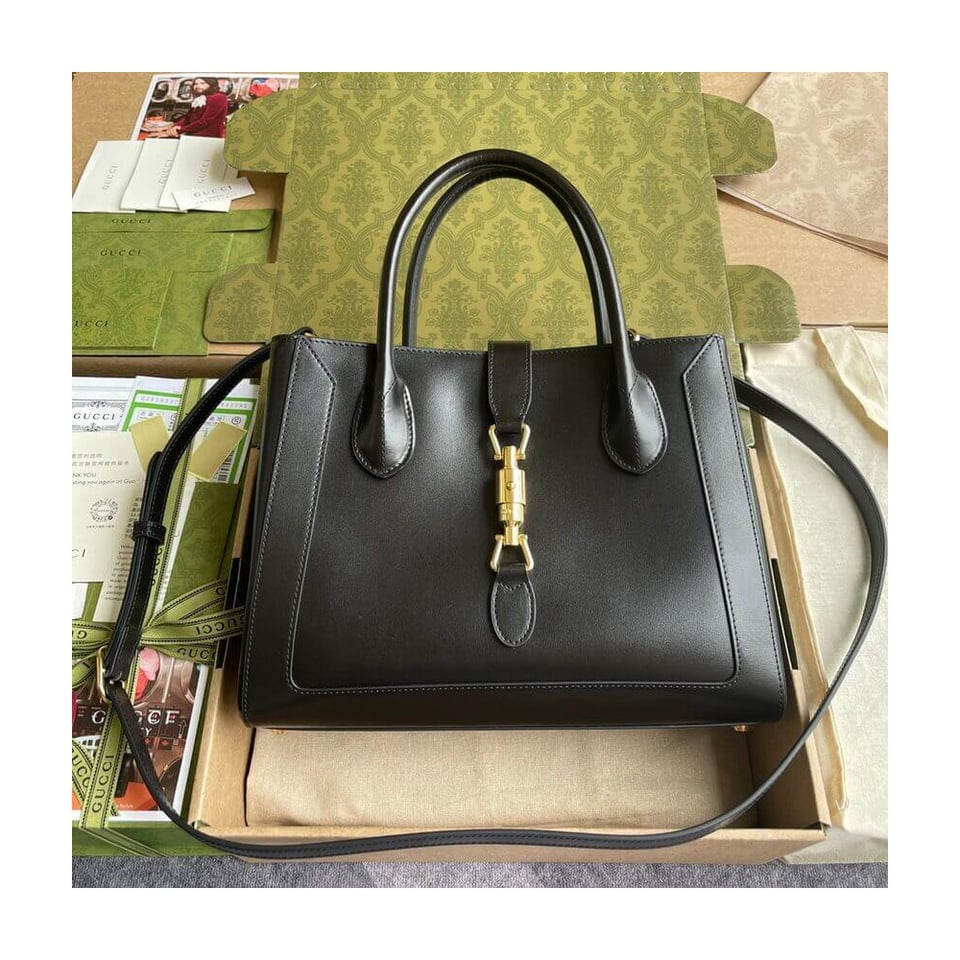 Gucci Jackie 1961 Medium Tote Bag in Black Leather 30cm view 14