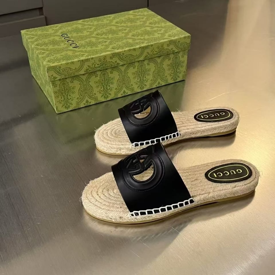 Gucci Interlocking G Cut Out Slide Espadrille Black 725260 Us000 1000 view 5