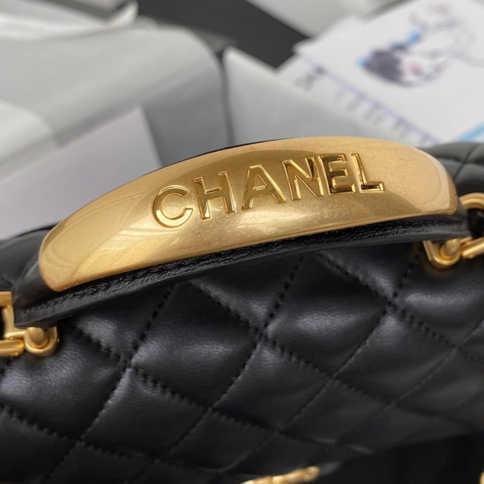 Chanel Mini Flap Bag With Gold Top Handle 20cm view 6