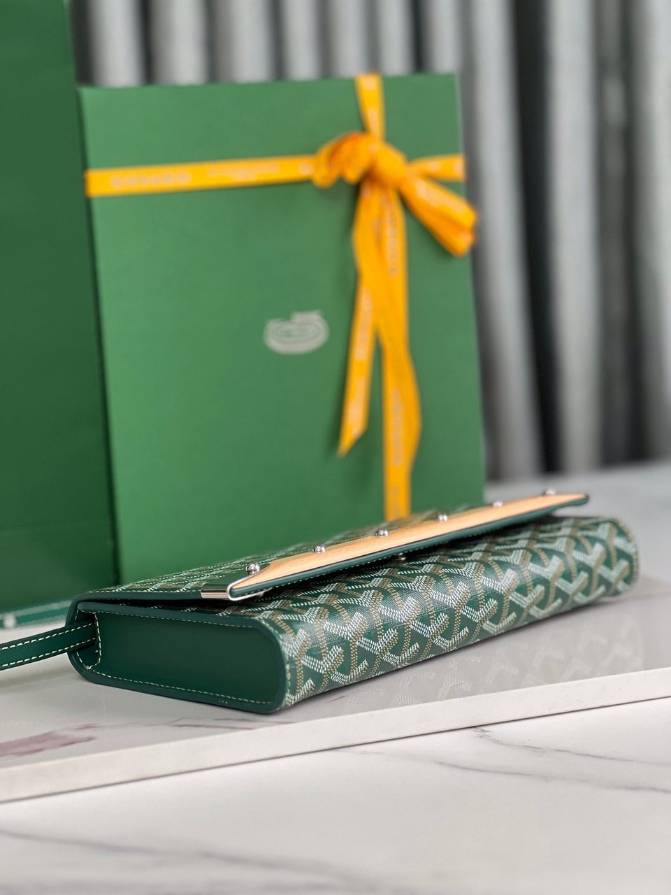 Goyard Monte-Carlo Pm Clutch 25cm Green Goyardine Canvas view 7