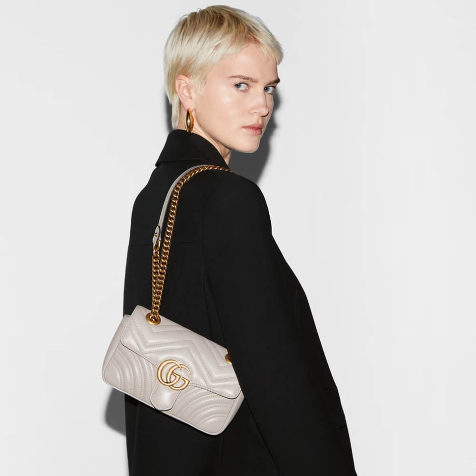 Gucci GG Marmont Matelasse Mini Bag Light Grey view 3