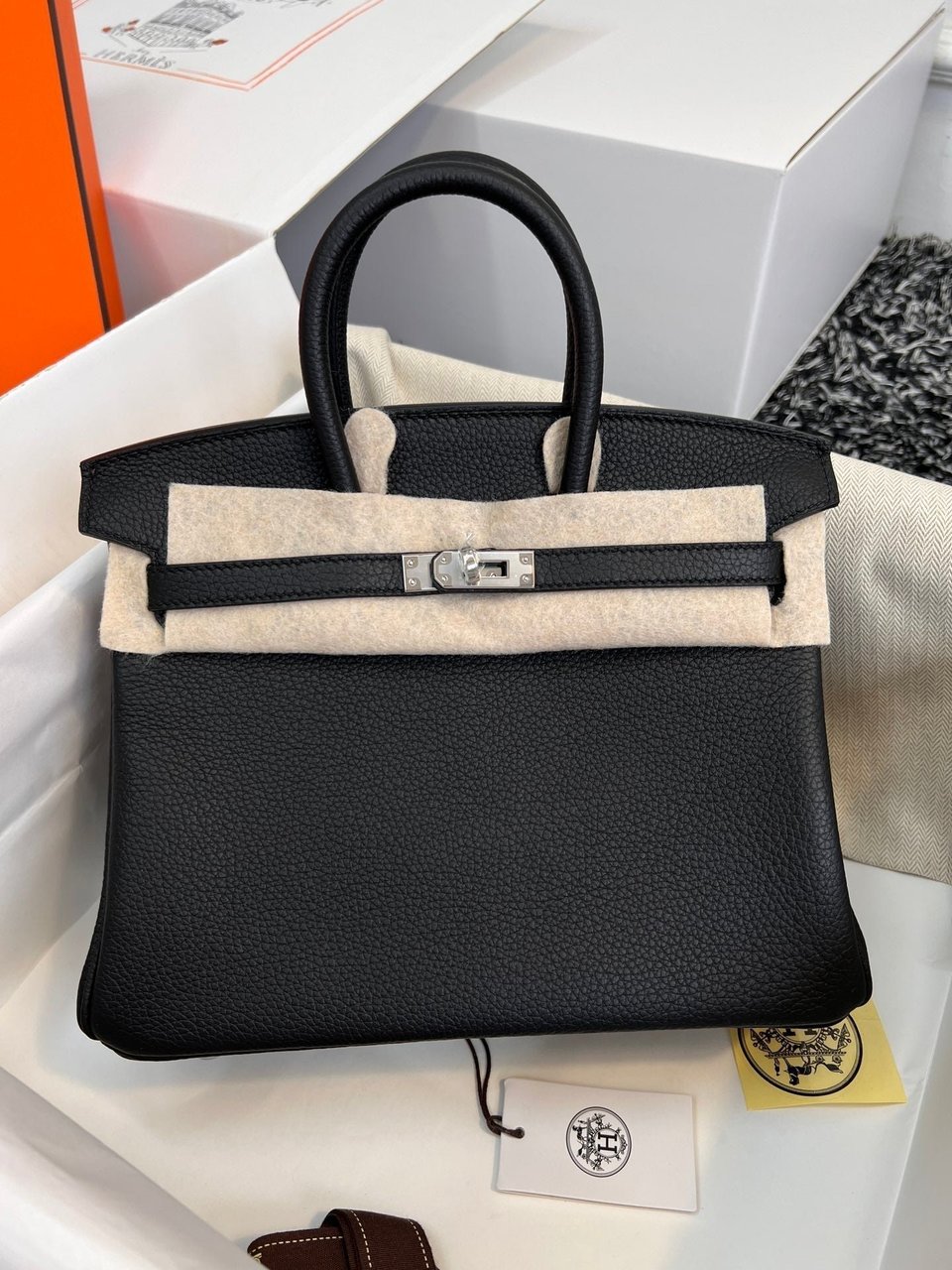 Hermes Birkin 25Cm Black Togo Leather Silver Hardware view 3