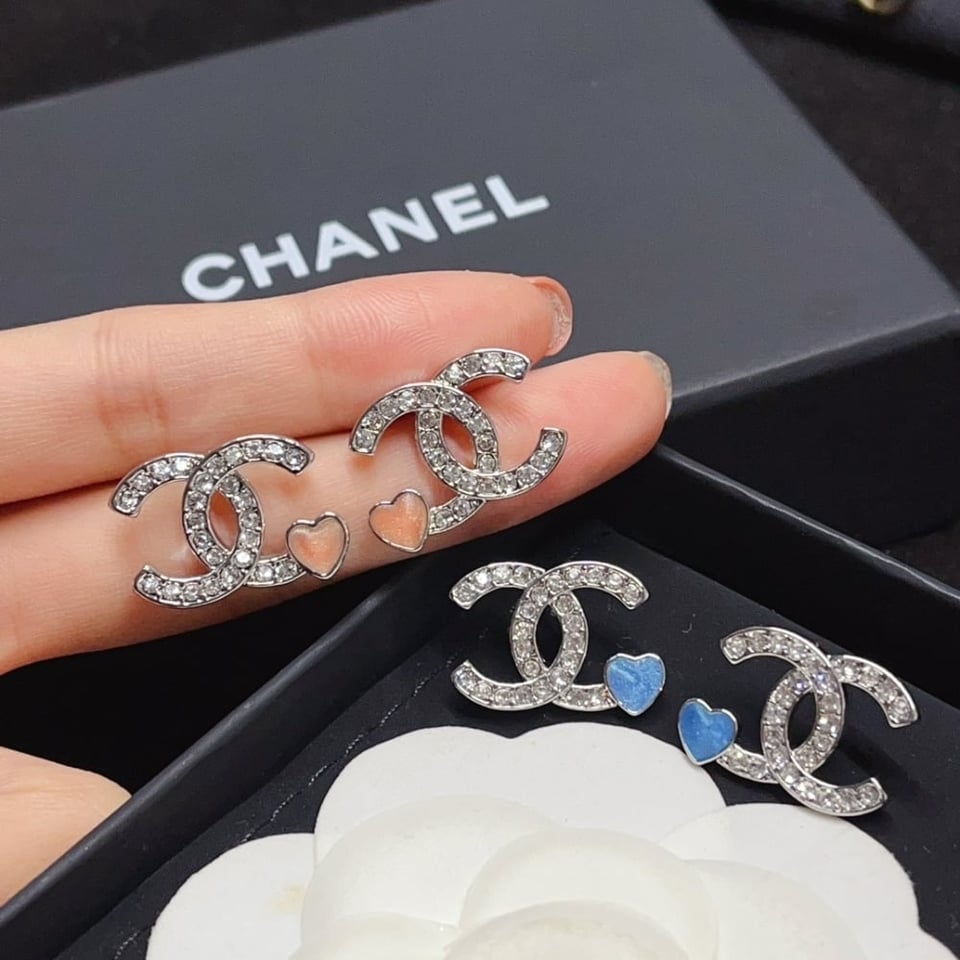 Chanel Stud Earings Silver Blue Abf526 B19974 Naftr view 4
