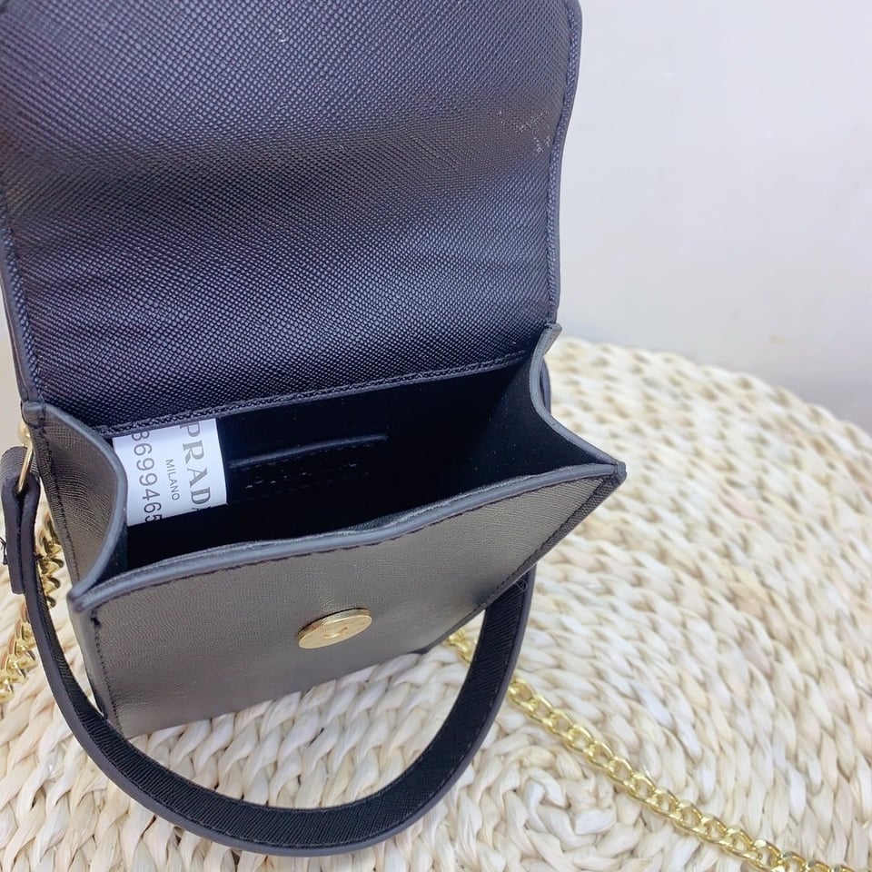 Prada Saffiano Leather Airpod Holder Black 17Cm view 3