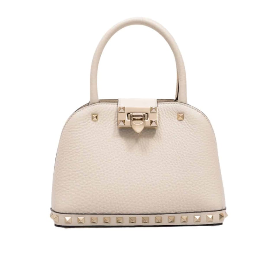 Valentino Garavani Rockstud Handbag In Grainy White 21Cm view 2