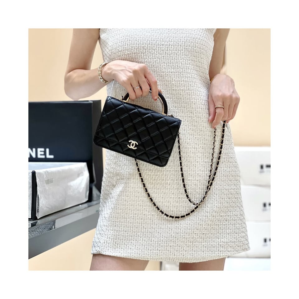 Chanel Wallet On Chain Top Handle Lambskin WOC view 6