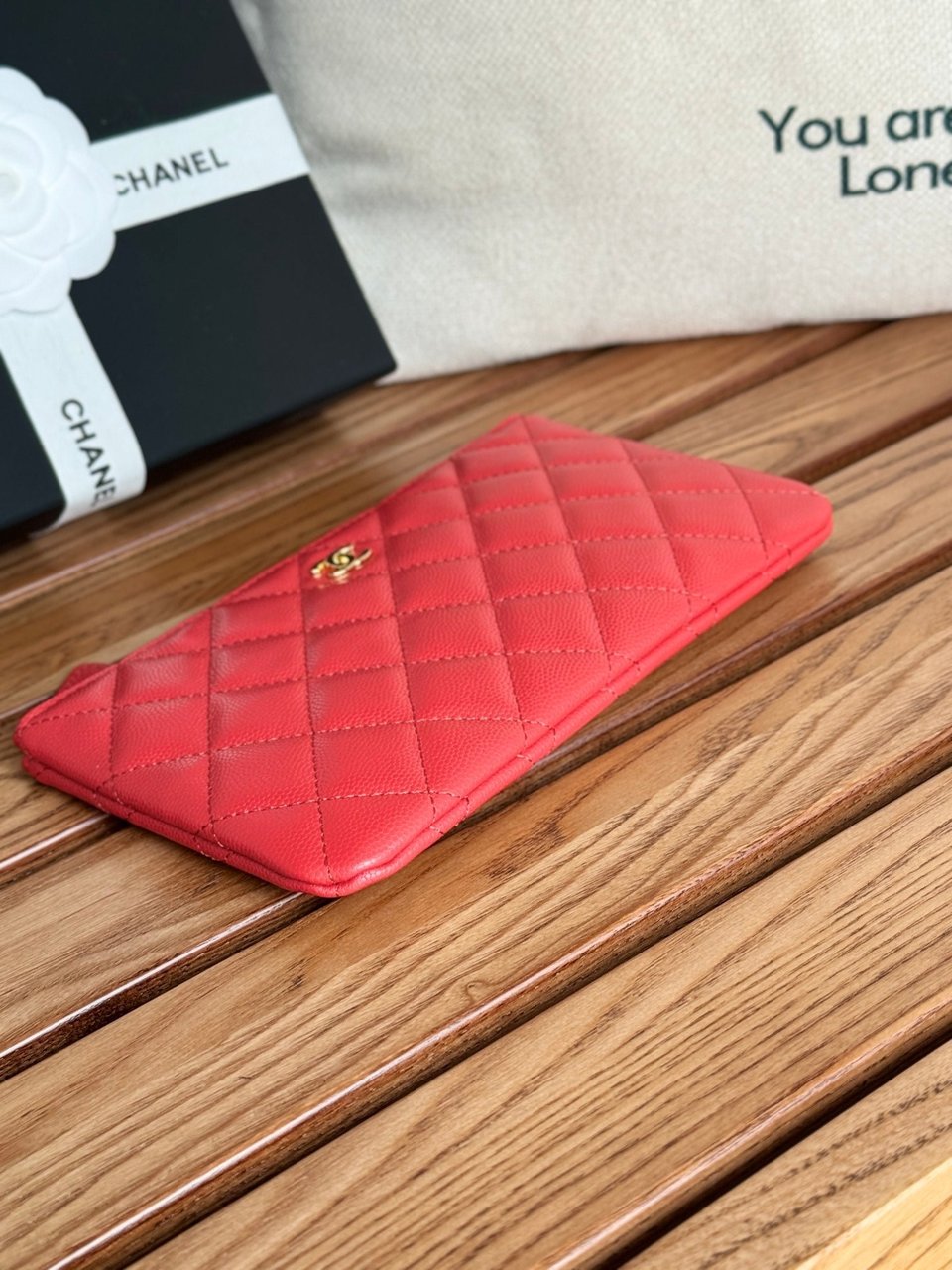 Chanel Zipped Wallet 20Cm Red Quilted Caviar Gold Hardware view 9