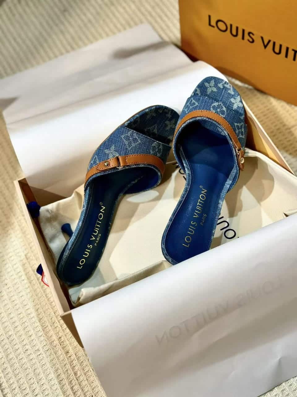Louis Vuitton Neo Revival Mule Denim Blue 1Acizb view 5
