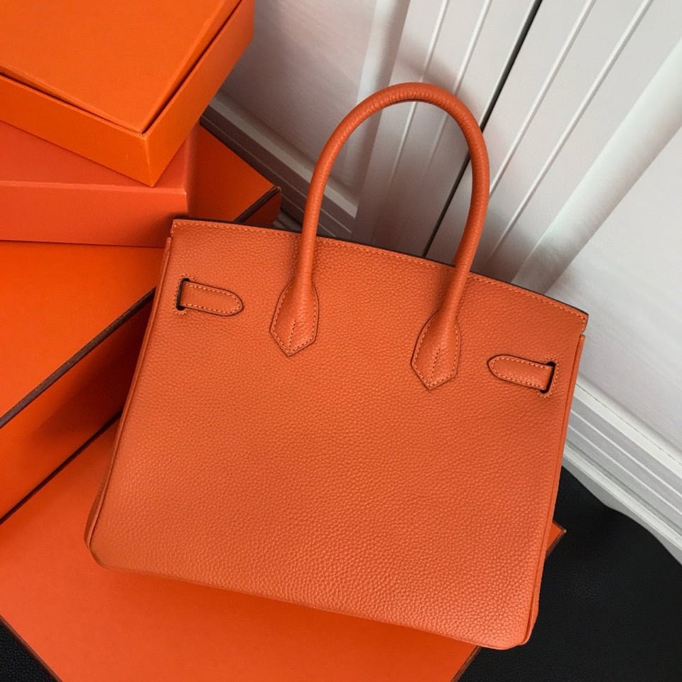 Hermes Birkin Orange Togo Leather Silver Hardware view 3
