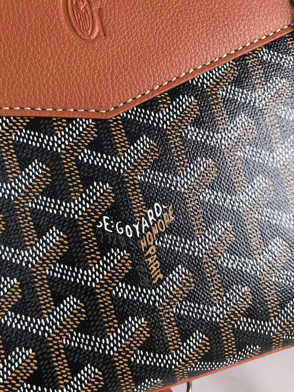 Goyard Rouette Structuré Mini Bag 21 Cm Black Goyardine Canvas And Tan Calfskin view 8
