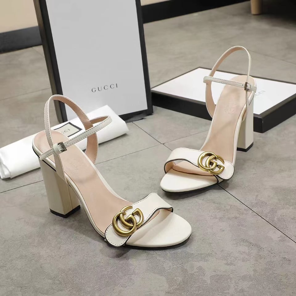 Gucci Double G White Leather Sandal ?453378 A3N00 9022 view 7