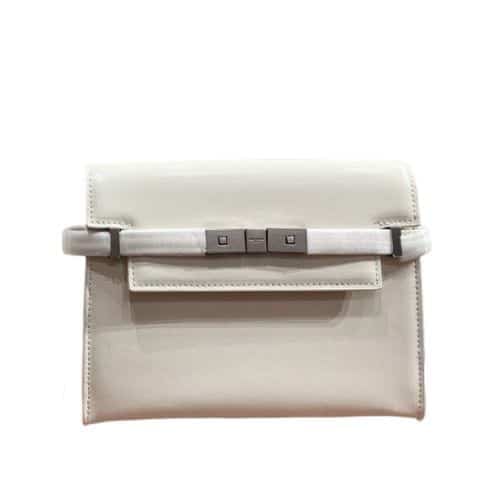 Saint Laurent Manhattan Shoulder Bag In Box Saint Laurent Leather White Silver 25Cm