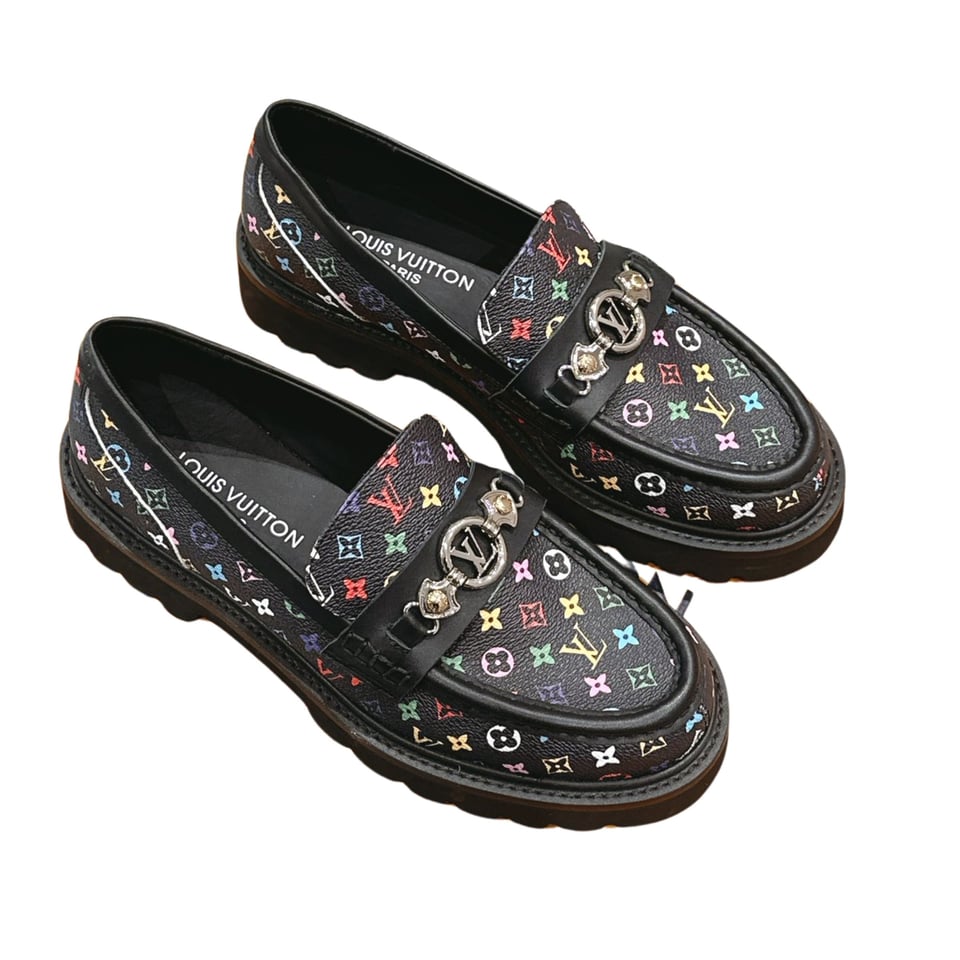Louis Vuitton LV Monogram Multicolor Black Loafers – Women’s Shoes