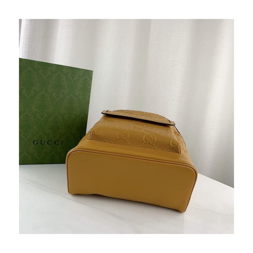 Gucci GG Embossed Backpack in Yellow Leather view 7