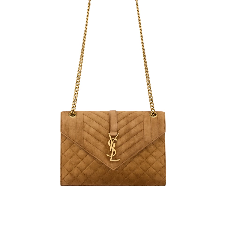 Saint Laurent Envelope Medium Chain Bag Brown 21Cm