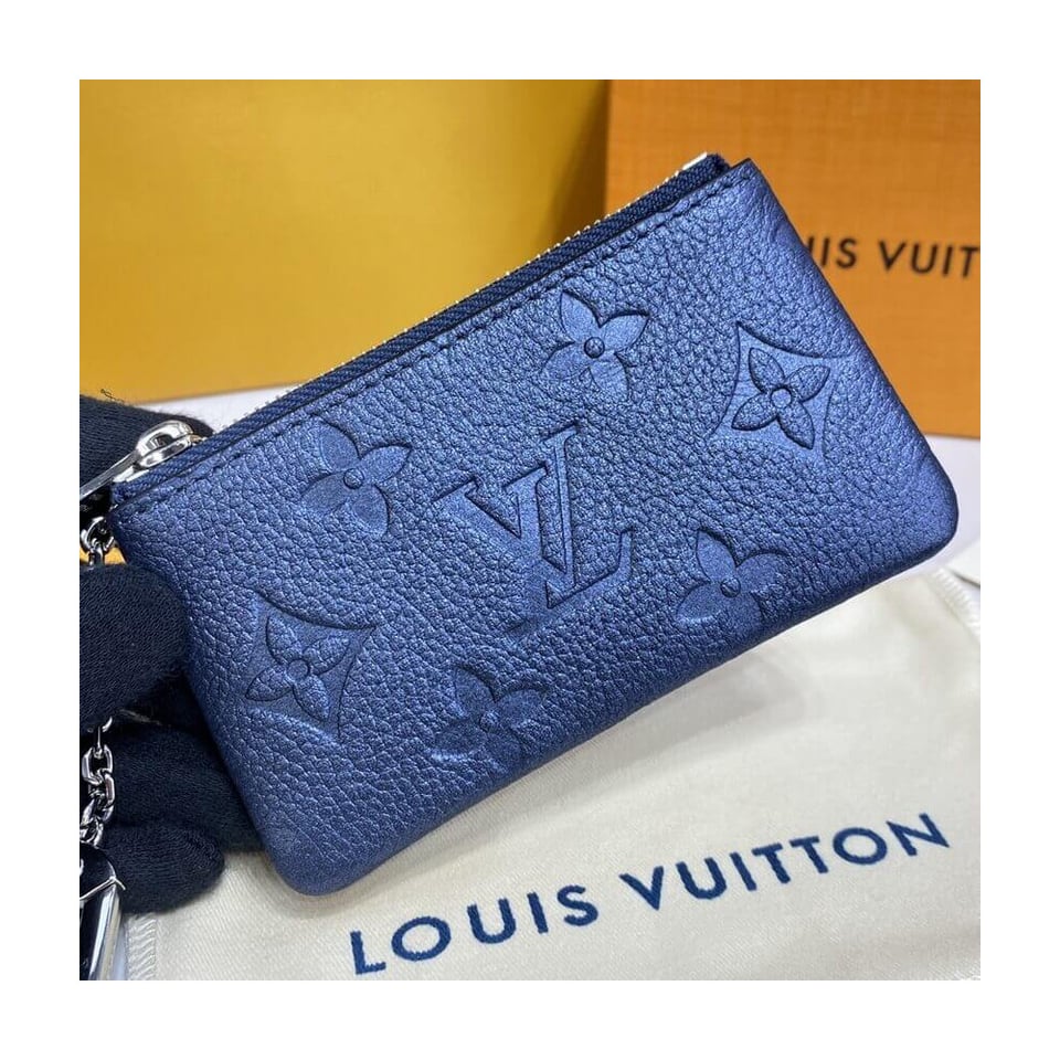 Louis Vuitton Monogram Empreinte Leather Key Pouch Navy Nacre view 5