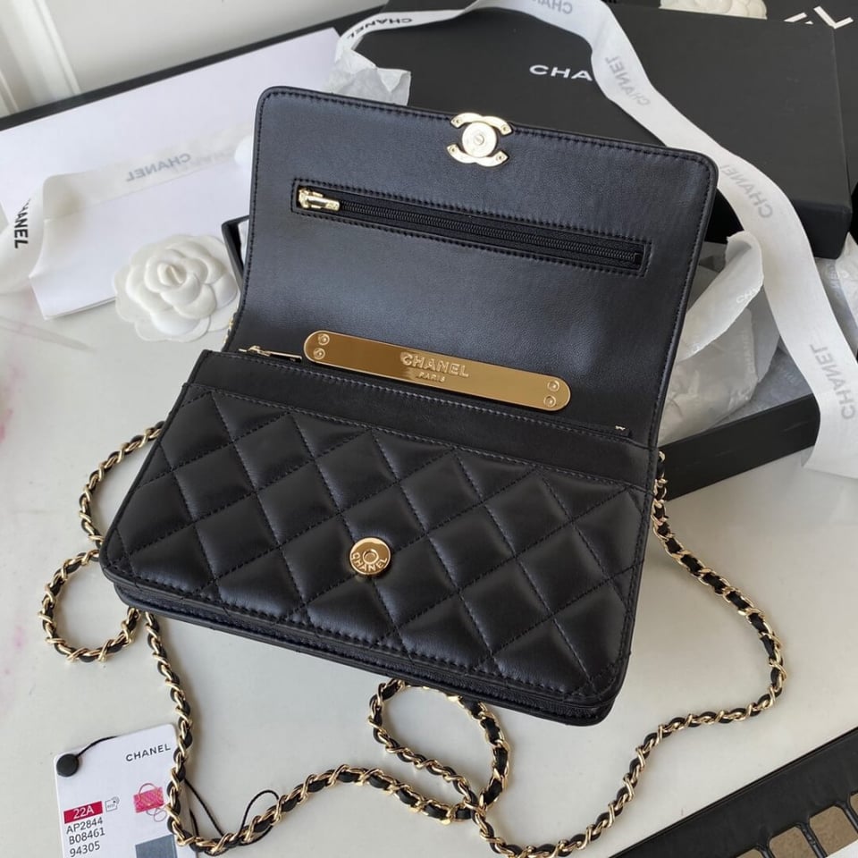 Chanel Wallet On Chain Top Handle Lambskin WOC view 13